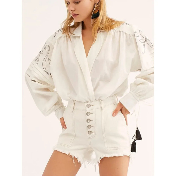 Free People White Jesse Carpenter Shorts